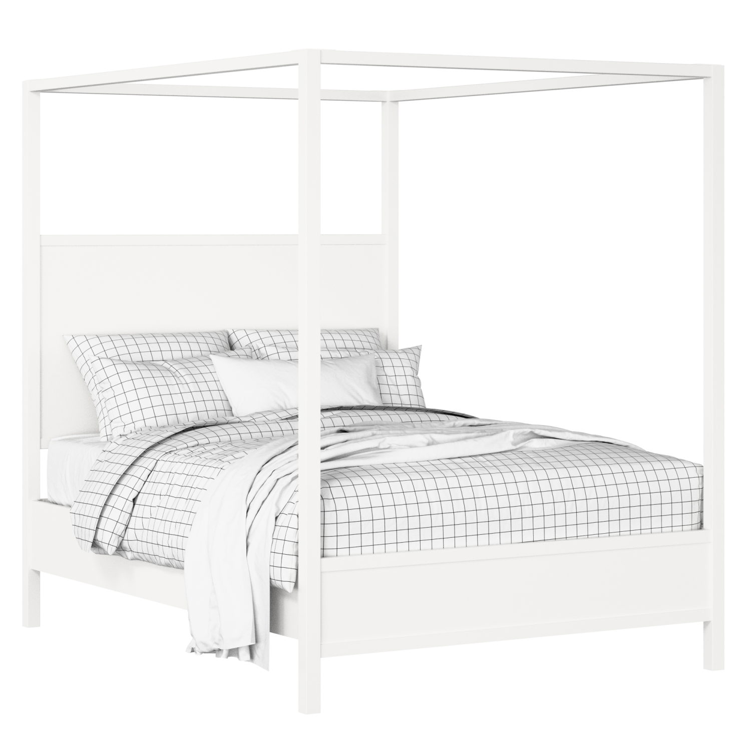 Byron Slim cama de madera pintada en blanco con colchón