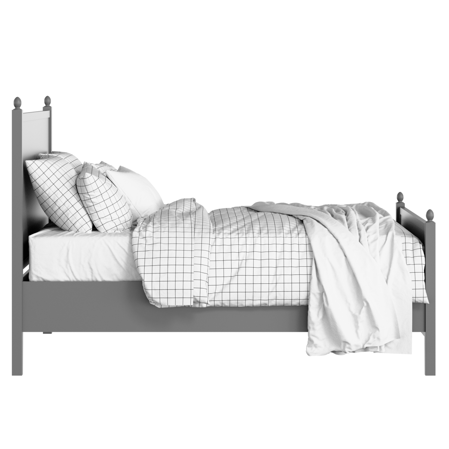 Marbella painted wood bed in grey with Juno mattress