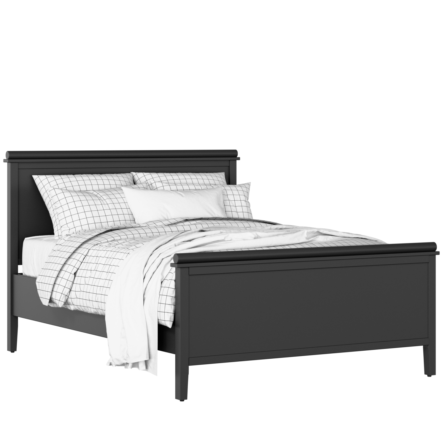 Nocturne painted wood bed in black with Juno mattress
