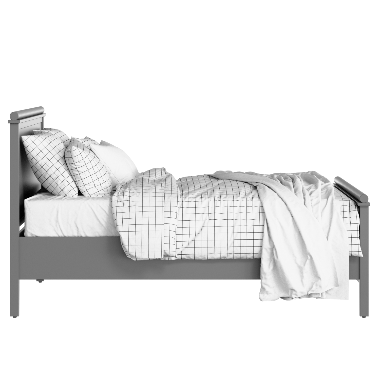 Nocturne painted wood bed in grey with Juno mattress