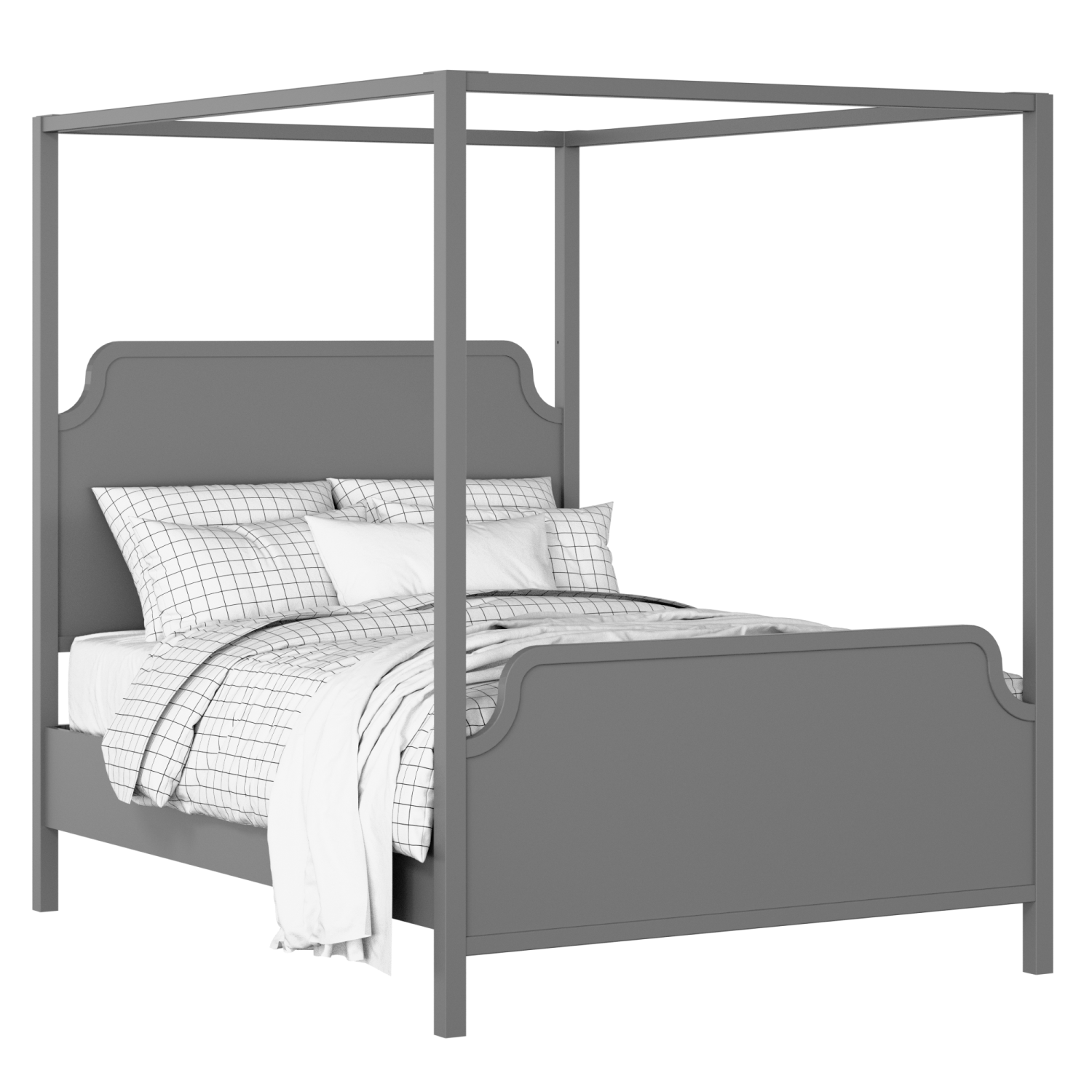 Tate painted wood bed in grey with Juno mattress