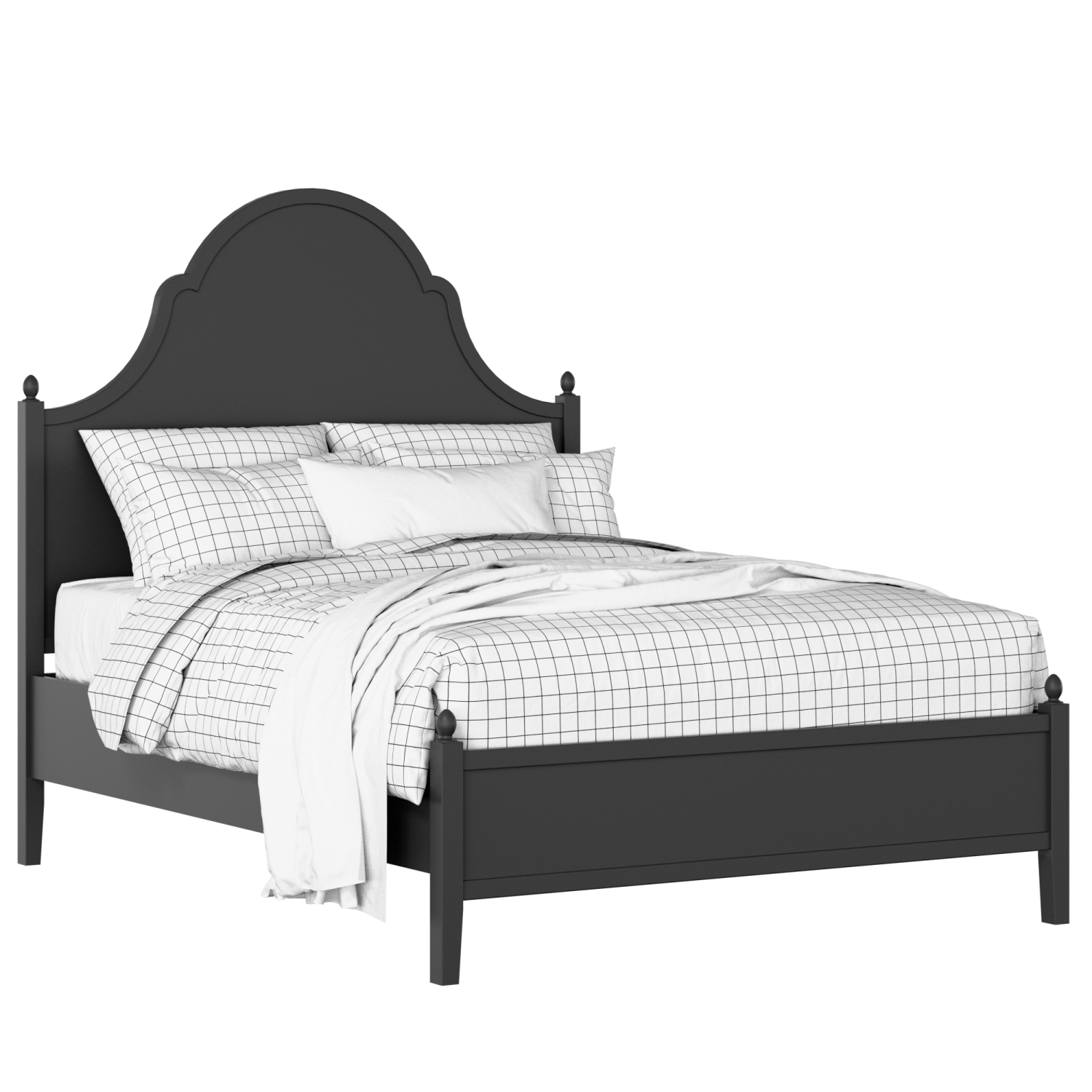 Tennyson painted wood bed in black with Juno mattress