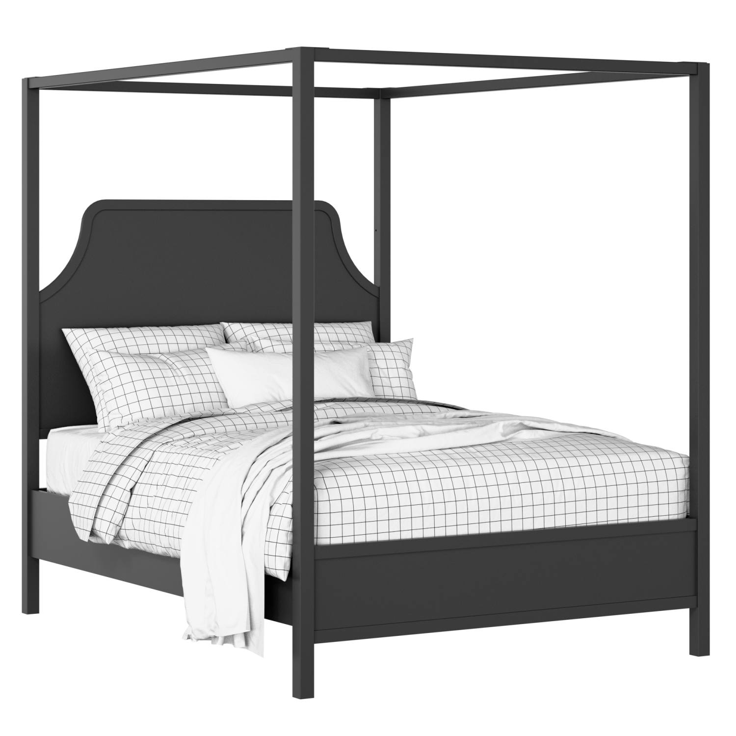 Tynan painted wood bed in black with Juno mattress