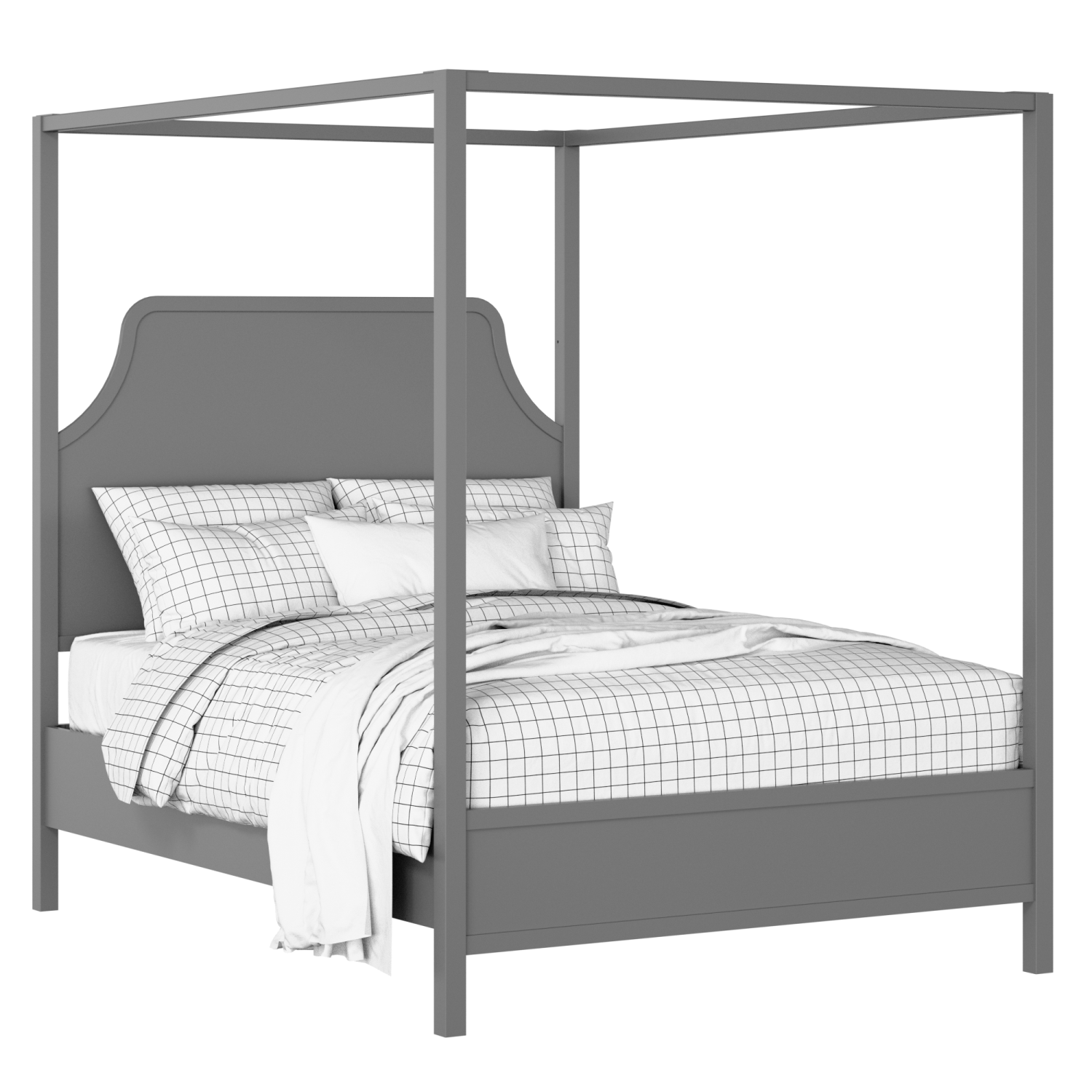 Tynan painted wood bed in grey with Juno mattress