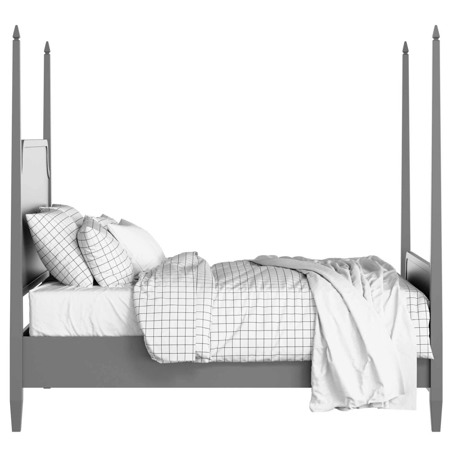 Wilde painted wood bed in grey with Juno mattress