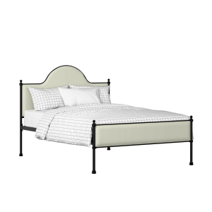 Albert Slim iron/metal upholstered bed in black with mineral fabric - Thumbnail