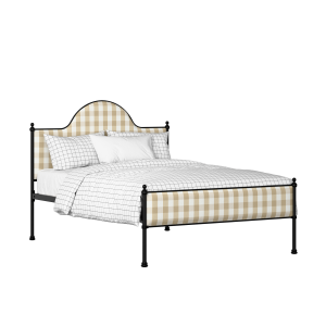 Albert Slim iron/metal upholstered bed in black with Romo Kemble Putty fabric - Thumbnail