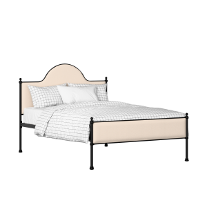 Albert Slim iron/metal upholstered bed in black with silver fabric - Thumbnail