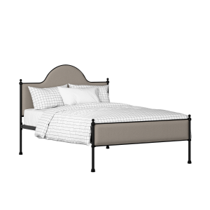 Albert Slim iron/metal upholstered bed in black with storm grey fabric - Thumbnail