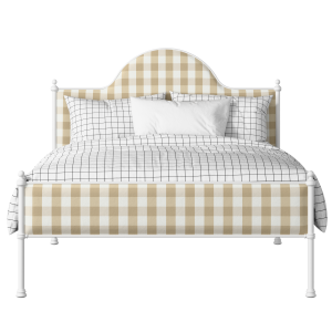 Albert Slim iron/metal upholstered bed in white with Romo Kemble Putty fabric - Thumbnail