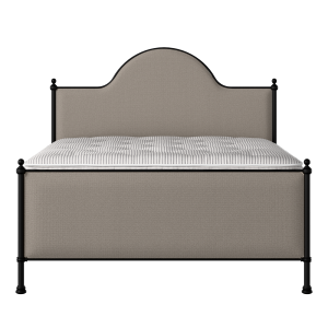 Albert iron/metal upholstered bed in black with storm grey fabric - Thumbnail