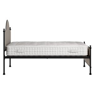 Albert iron/metal upholstered bed in black with storm grey fabric - Thumbnail