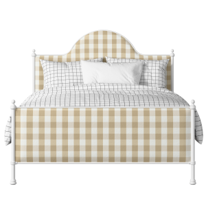 Albert iron/metal upholstered bed in white with Romo Kemble Putty fabric - Thumbnail