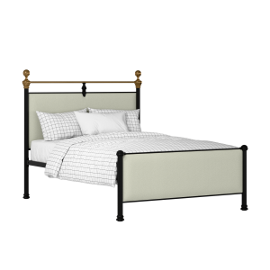 Bastille iron/metal upholstered bed in black with mineral fabric - Thumbnail