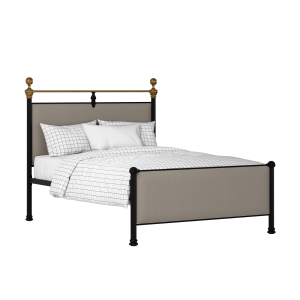 Bastille iron/metal upholstered bed in black with storm grey fabric - Thumbnail
