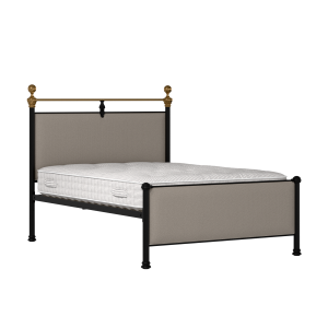 Bastille iron/metal upholstered bed in black with storm grey fabric - Thumbnail