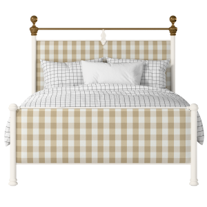Bastille iron/metal upholstered bed in ivory with Romo Kemble Putty fabric - Thumbnail