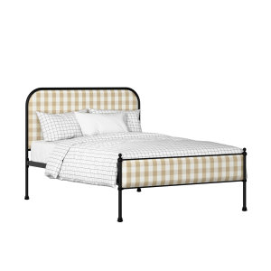 Bray Slim iron/metal upholstered bed in black with Romo Kemble Putty fabric - Thumbnail