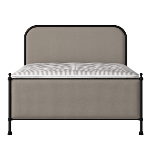 Bray iron/metal upholstered bed in black with storm grey fabric - Thumbnail