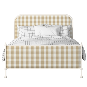 Bray iron/metal upholstered bed in ivory with Romo Kemble Putty fabric - Thumbnail