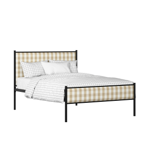 Brest Slim iron/metal upholstered bed in black with Romo Kemble Putty fabric - Thumbnail