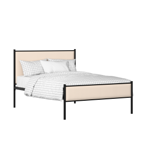Brest Slim iron/metal upholstered bed in black with silver fabric - Thumbnail