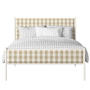 Brest Slim iron/metal upholstered bed in ivory with Romo Kemble Putty fabric - Thumbnail