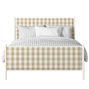 Brest iron/metal upholstered bed in ivory with Romo Kemble Putty fabric - Thumbnail