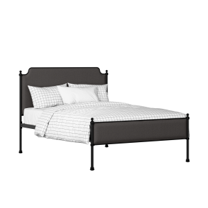 Miranda Slim iron/metal upholstered bed in black with iron fabric - Thumbnail