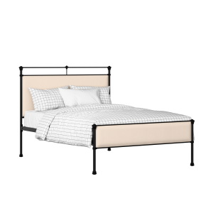 Nancy Slim iron/metal upholstered bed in black with silver fabric - Thumbnail