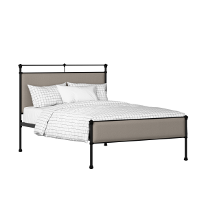 Nancy Slim iron/metal upholstered bed in black with storm grey fabric - Thumbnail
