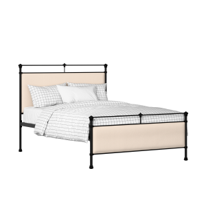 Nancy iron/metal upholstered bed in black with silver fabric - Thumbnail