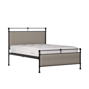 Nancy iron/metal upholstered bed in black with storm grey fabric - Thumbnail