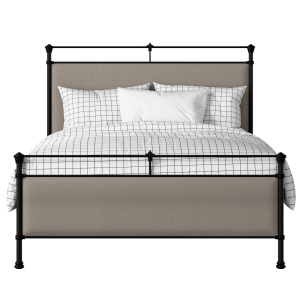 Nancy iron/metal upholstered bed in black with storm grey fabric - Thumbnail