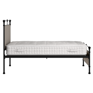 Nancy iron/metal upholstered bed in black with storm grey fabric - Thumbnail