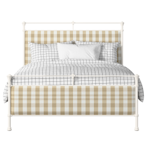Nancy iron/metal upholstered bed in ivory with Romo Kemble Putty fabric - Thumbnail