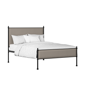 Neville Slim iron/metal upholstered bed in black with storm grey fabric - Thumbnail