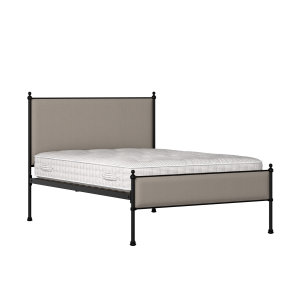 Neville Slim iron/metal upholstered bed in black with storm grey fabric - Thumbnail