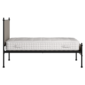Neville Slim iron/metal upholstered bed in black with storm grey fabric - Thumbnail