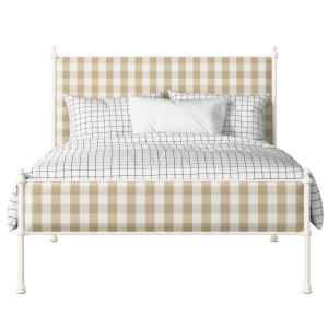 Neville Slim iron/metal upholstered bed in ivory with Romo Kemble Putty fabric - Thumbnail