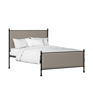 Neville iron/metal upholstered bed in black with storm grey fabric - Thumbnail