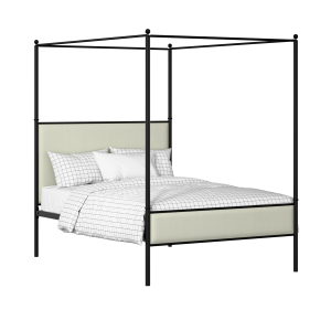 Reims Slim iron/metal upholstered bed in black with mineral fabric - Thumbnail