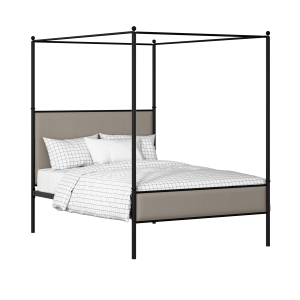 Reims Slim iron/metal upholstered bed in black with storm grey fabric - Thumbnail