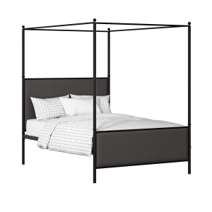 Reims iron/metal upholstered bed in black with iron fabric - Thumbnail