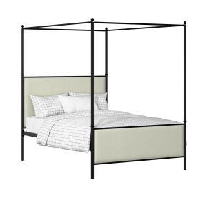 Reims iron/metal upholstered bed in black with mineral fabric - Thumbnail