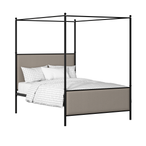 Reims iron/metal upholstered bed in black with storm grey fabric - Thumbnail