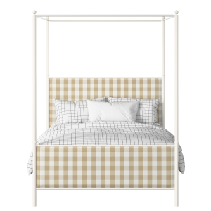 Reims iron/metal upholstered bed in ivory with Romo Kemble Putty fabric - Thumbnail