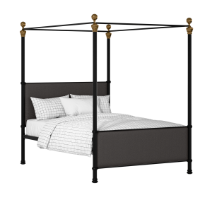 Riviere iron/metal upholstered bed in black with iron fabric - Thumbnail