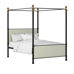 Riviere iron/metal upholstered bed in black with mineral fabric - Thumbnail