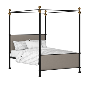 Riviere iron/metal upholstered bed in black with storm grey fabric - Thumbnail